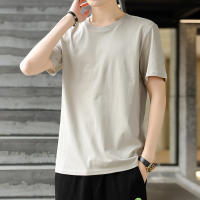 Camiseta De Verano Para Hombre Manga Corta Estilo Casual Cuello Redondo Color Sólido Versátil Ligera Y Transpirable - details 0