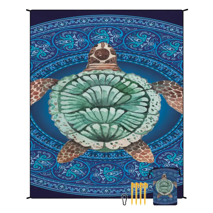 Toalla de playa de secado rápido que absorbe el agua, toalla de baño, bolsa de playa con cordón impreso integrado, mochila de playa portátil - 1