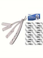 Afeitadora Manual Para Hombres Con Hojas De Acero Inoxidable Plegables Cuchillo De Afeitar Antiguo Barbería Eliminación De Vello Corporal Y Facial - details 0