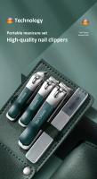 Set De Manicura Para Hombres Con Estuche Portátil De Cuero Y Archivo De Uñas Nano Kit De Cuidado De Uñas Y Tendones Verde - details 0