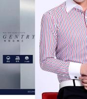 Camisa De Manga Larga Para Hombre Con Cuello Windsor Y Faldón Contrastante Estilo Formal Ajustada Con Patrón Rayado Y Cuello Francés - details 3