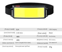 Linterna Frontal COB Recargable LED Con Luz De Ancho De 180° 3 Modos Para Camping Senderismo Pesca Escalada Lámpara Portátil - details 1