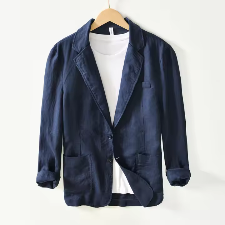 Nueva Chaqueta De Lino Puro Para Hombre Diseñadora Calidad Casual Marca Blazer Moda Tamaño plus M-4XL Ropa Suits Tops - 1