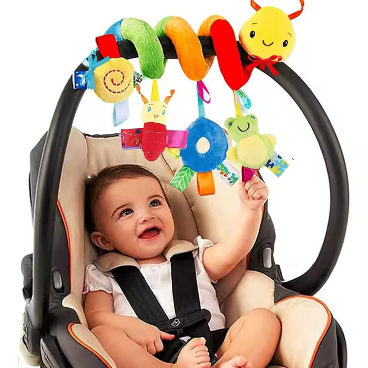 Sonajeros colgantes para cuna de bebé: sonajero con forma de gusano para cuna de bebé, juguete colgante en espiral con forma de insecto de dibujos animados y campana para cama de bebé - 1