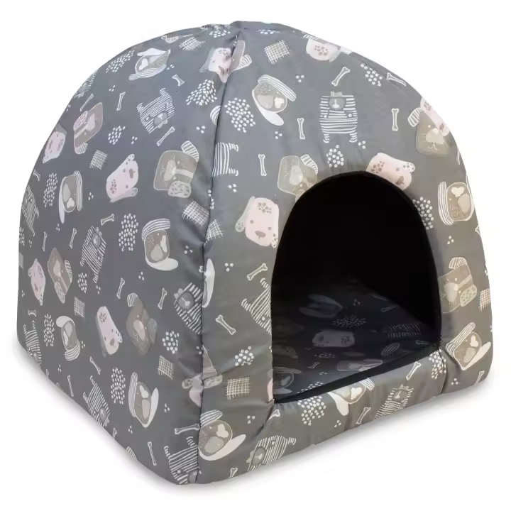 Iglu Perros en Rosa y Gris 45x45x40 cm - Ayuda al descanso de tu perro - Accesorios para mascotas - 1