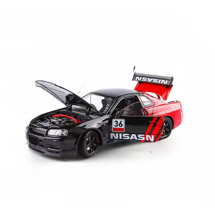 Nissan GTR Skyline Coche Deportivo Modelo a Escala 1:24 Con Sonido Luz Y Retroceso Pull Diecast Metal Juguete Vehículo Ornamento Regalo Para Niños - 1