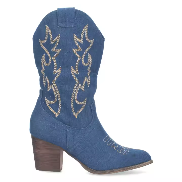 PuntoSalao Botas vaquera tacón campero estilo cowboy para mujer - 1