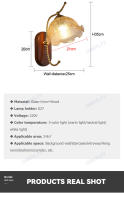 Lámpara De Pared Minimalista Nórdica Luz De Dormitorio Lámpara Retro Estadounidense Para Sala De Estar Pasillo Material De Madera Sólida Y Vidrio Transparente - details 10