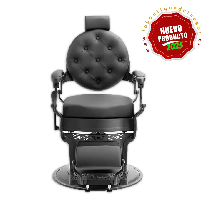 Sillón Clásico De Barbero LBH  Hidráulico Estilo Retro Vintage Con Reposapies Integrado Modelo Mae Black - Color Negro 2025 - 1