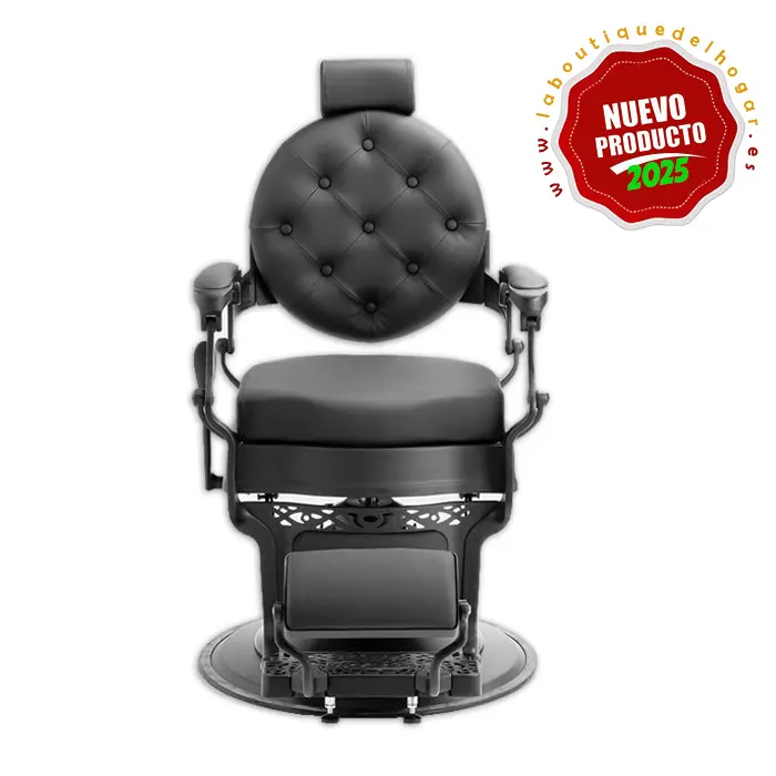 Sillón Clásico De Barbero LBH  Hidráulico Estilo Retro Vintage Con Reposapies Integrado Modelo Mae Black - Color Negro 2025 - 1