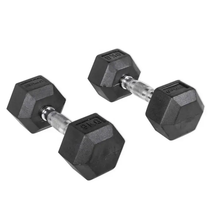 Olive Mancuerna Rubber Hex 9kg 2 Unidades - 1