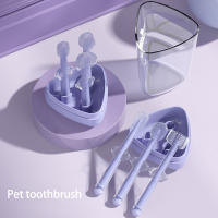 Set De 3 Cepillos Para Mascotas Silicón Azul Y Morado Para Perros Y Gatos Cuidado De Los Dientes Elimina El Aliento Malo Y La Tartaricia Suministros Para Mascotas - details 0