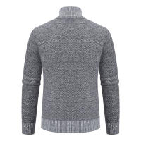 Chaqueta De Punto Para Hombre Invierno 2024 Cuello Erguido Gruesa Y Cálida Cardigan Zip up Estilo Coreano Casual - details 6