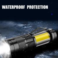 Linterna Táctica Mini 2000LM Recargable USB LED COB Zoomable Impermeable Con Bombillas De Luz Súper Brillante Para Camping Y Aventuras - details 4