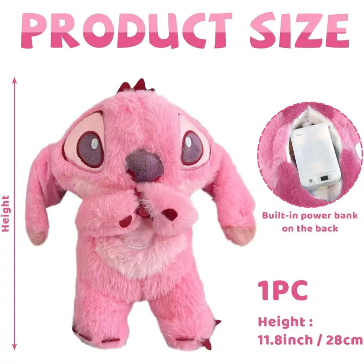 Para Aliviar La Ansiidad, 28 cm Plush Stitch, Bebé Durmiendo Juguete Animal Muñeca with Música Luces Y Movimientos De Respiración Rítmicos - 1