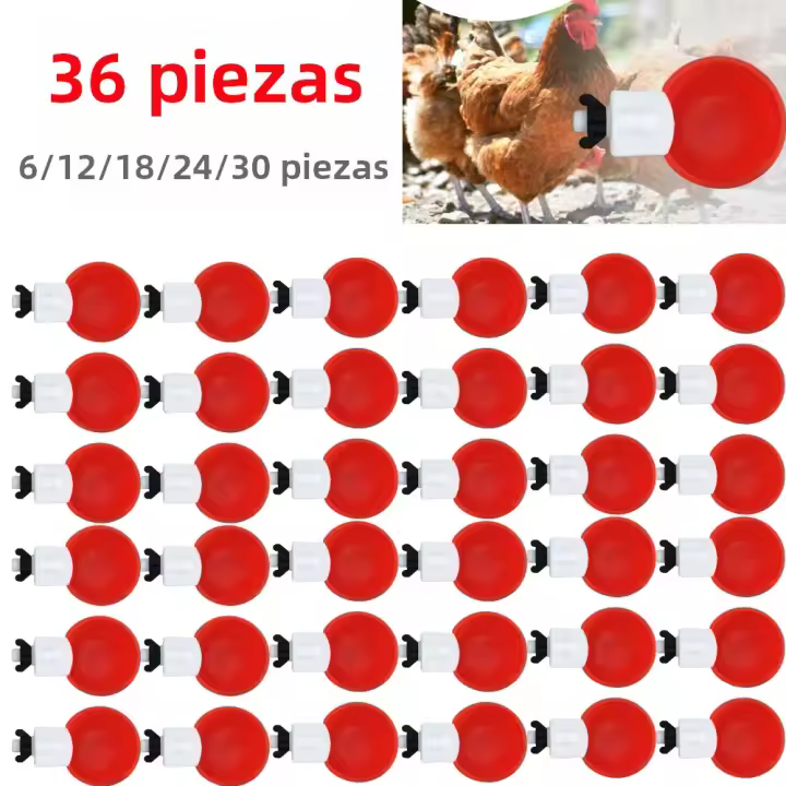 36PCS Copas De Bebida Automática Para Pollos Pato Plástico Herramientas De Riego Y Alimentación Para Granjas De Ponederos - 1