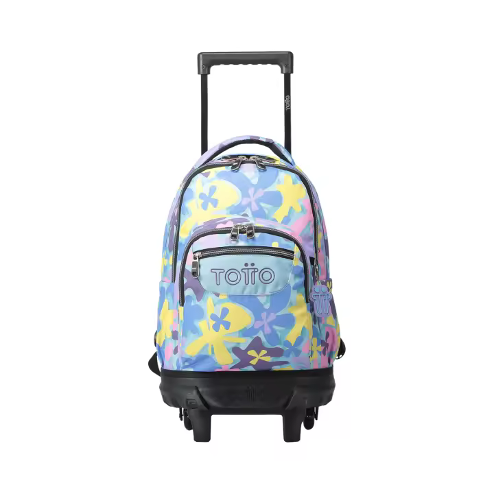 Totto España Mochila Escolar Pequeña con Ruedas Flores Hawaianas - Resma - 1