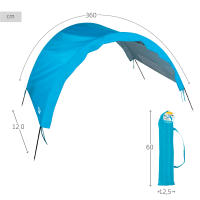 Aktive - Toldo sombreo playa, 360x120x150 cm, azul, de poliéster y fibra de vidrio, con protección UV, para 2 personas, fácil montaje, incluye bolsa de transporte, ligero, práctico y resistente - details 3