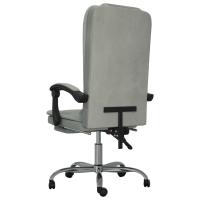 vidaXL Silla de oficina reclinable con masaje terciopelo gris claro - details 3