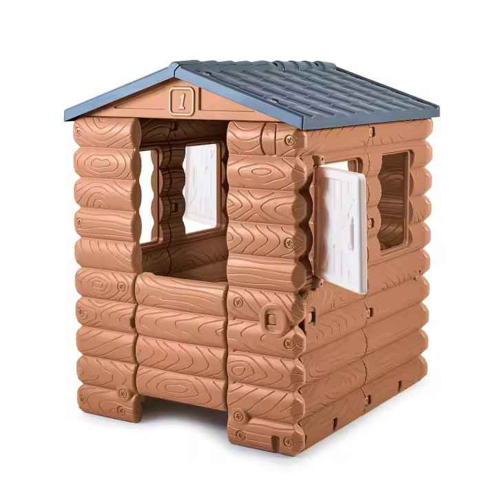 FEBER - Camping Cottage, cabaña de juegos, una casita de juguete inspirada en la naturaleza y con aspecto de madera, con ventanas y puerta abatibles,niños y niñas a partir de 1año, Famosa (FEB05000) - 1