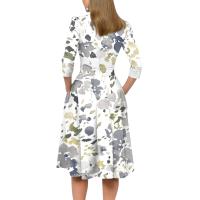 Vestido Para Mujer Traf 2024 De Manga 3/4 Casual Y Elegante Con Bolsillo Y Cierre Trasero Vestido Femenino De Organza Mid-calf Para Todas Las Temporadas - details 25