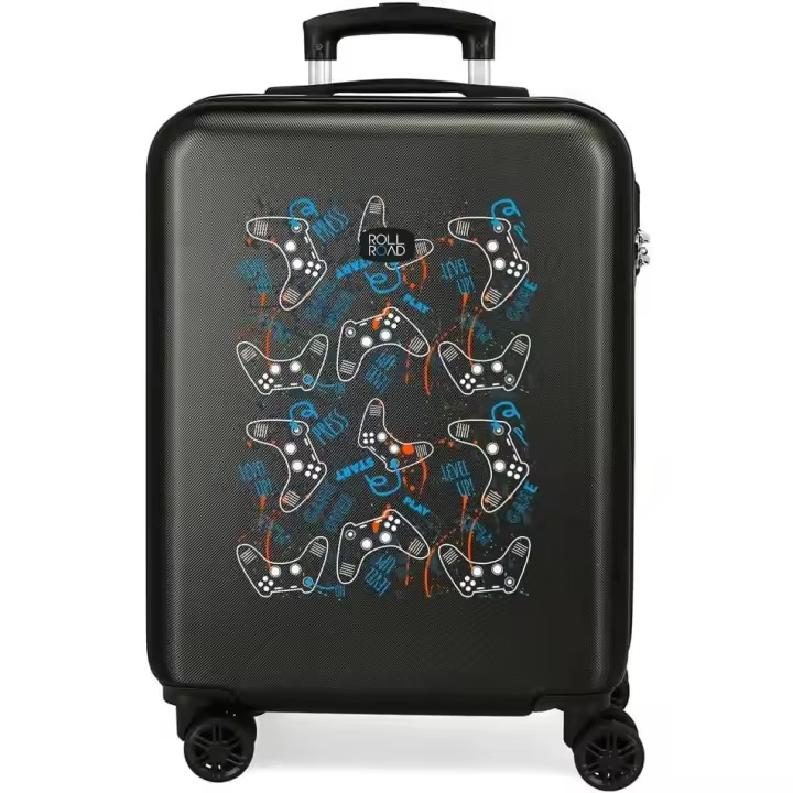 Maleta de Cabina Roll Road Gamers Negro 38x55x20 cm Rígida ABS Cierre de combinación lateral 4 Ruedas dobles Equipaje de Mano - 1
