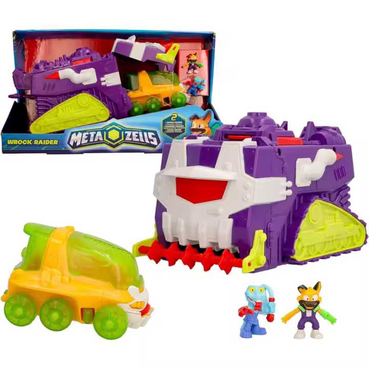 METAZELLS Wrock Raider - Vehicle Vehículo grande con muchas funciones que incluye otro vehículo más pequeño y figuras Metazells-Regalo óptimo para NIÑOS y NIÑAS - 1