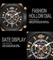 Reloj De Cuarzo Para Hombre De 48mm Con Dial Negro Y Diseño De Agujeros En Blanco Y Negro Estilo Deportivo Resistente Al Choque Y Al Agua - details 11
