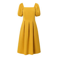 ZANZEA Vestido Largo Elegante Coreano Con Manga Puff Y Cuello Cuadrado Vestido De Verano Vintage A-Line Con Cintura Decorativa - details 4