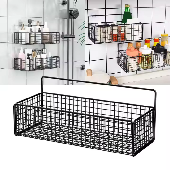 Cestas Colgantes De Hierro Para Cocina Organizador De Almacenamiento Para Baño Lavandería Dormitorio Armario Contador - 1