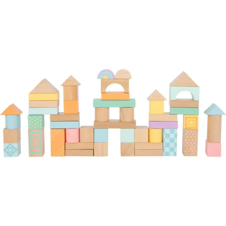 Bloques de Construcción de Madera en Tonos Pastel - Juego de 50 para Construir Obras Maestras - 1