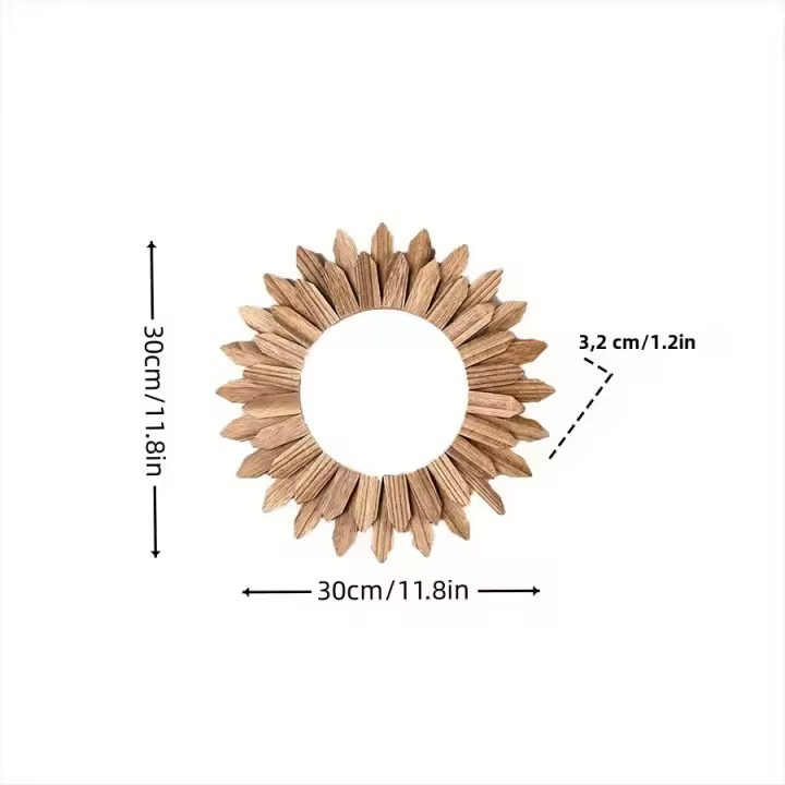 Espejo Decorativo De Madera Rustica 12 Pulgadas Para Decoración De Casa Estilo Farmhouse Pared Montado Espejo De Vestíbulo - 1
