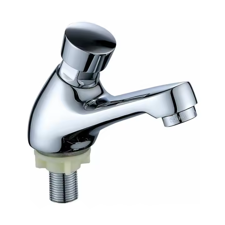 Robinet pour lavabo - Robinet de Salle de Bain chromé Ktchen, Fermeture Automatique, économie d'eau, Robinet temporisé - 1