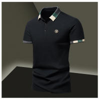 Camisa POLO Para Hombre Verano Moda Seda De Hielo Secado Rápido Manga Corta T-shirt Color Sólido Suelta Collar De Negocios Algodón Puro Top - details 19
