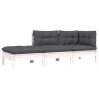 vidaXL Muebles de jardín 3 pzas con cojines madera maciza pino Marrón y gris, Natural y crema, Blanco Conjunto Terraza Muebles Jardín Exterior Juego de Muebles de jardín Mueble Jardín Exterior Muebles de Salon Exterior - details 5