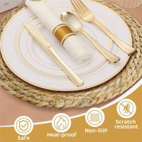4pcs Tapetes De Lugar Redondos Tejidos De Rotura 30cm Naturales Resistentes Al Calor Hechos a Mano Para Mesa De Comedor Estilo Japonés - details 5
