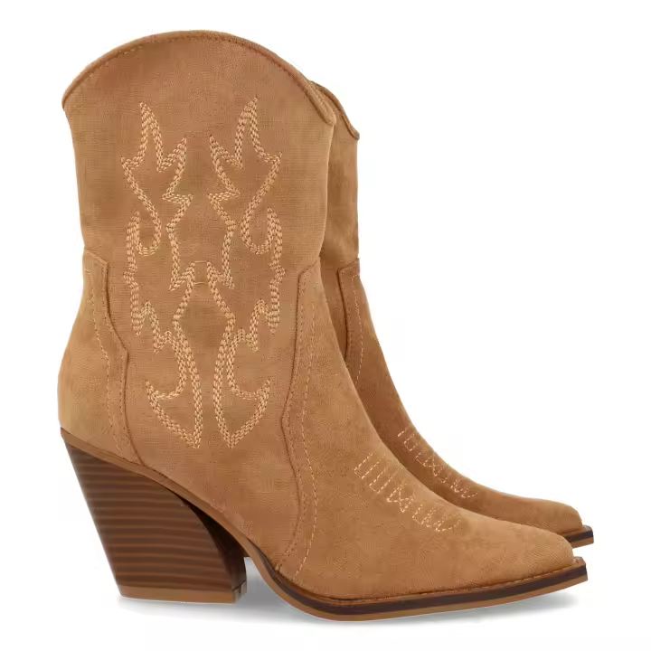 PuntoSalao Botines cowboy tacón medio mujer color camel - 1