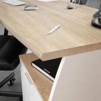 Meimon ESTIL Mesa despacho con buc de 3 cajones, estructura de tablero de partículas melaminizado, guías metálicas, tiradores lacados en blanco, y patas ABS. Medidas: 74 cm (alto) x 136 cm (ancho) x 67 cm (prof.) - details 1