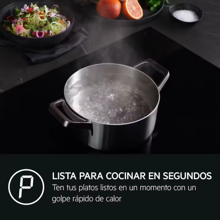 Placa de Inducción 59cm AEG TN63IP0BIB  | 3 (28 cm, 21 cm, 14,5 cm) Zonas, Fuego 28cm, 7200W, Negro - 1