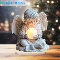 Angel 2D Plano Con Bala Luminosa De Acrílico Para Decoración De Oficina Y Sala De Estar Regalo De Cumpleaños O Invierno Con Pedestal Incluido - details 2