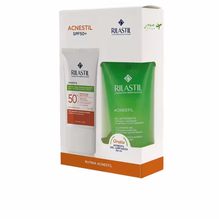 RILASTIL SUN SYSTEM ACNESTIL | Gel de limpieza profunda + Protector solar SPF50+ - 1