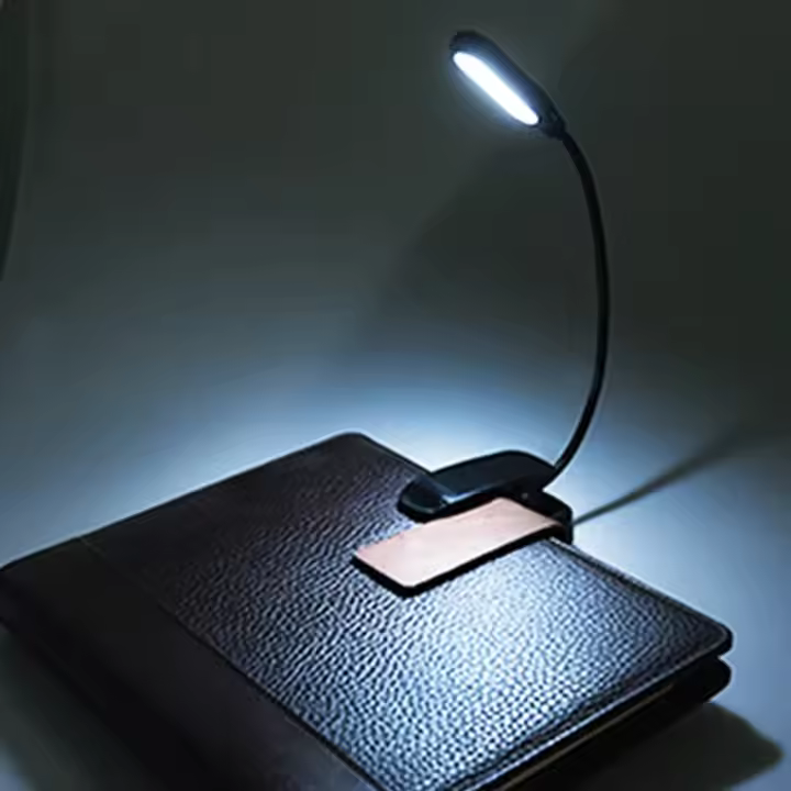 Lámpara LED Mini Para Libros Potenciada Por Batería Tableta Flexible Lectura Portátil Para Dormitorio Luz Nocturna Clip-On - 1