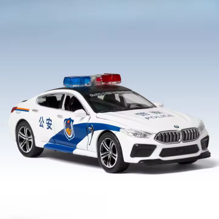Coche De Policía M8 a Escala 1:32 Juguetes De Metal Diecast Con Función Retroceso Abre Puertas Regalo Para Niños Colección Vehículo Simulación 110 - 1