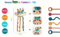 Juguete Sensorial De Silicona Alimentaria UFO Para Bebés Actividad De Pulsera Y Pull Montessori Juguete De Viaje Para Niños De 6 a 18 Meses - details 4