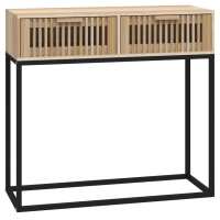 vidaXL Mesa consola hierro y madera contrachapada 80x30x75 cm Blanco, Negro, Marrón Mesa de sofá Mesa de Entrada para Salón Consola de Entrada Mueble Recibidor Mesita Mesa auxiliar Salon - details 1
