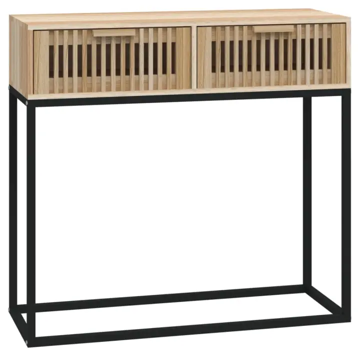 vidaXL Mesa consola hierro y madera contrachapada 80x30x75 cm Blanco, Negro, Marrón Mesa de sofá Mesa de Entrada para Salón Consola de Entrada Mueble Recibidor Mesita Mesa auxiliar Salon - 1