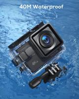GA100 Action Cam 4K 20MP Cámara Subacuatica WiFi 40M Resistant to Agua EIS Estabilizador de Imagen Cámara de Casco 170 ° Ángulo Ancho Videocámara (Microphone External, Mando a Distancia 2,4G, 2 Baderías y Kit de Accesorios - details 5