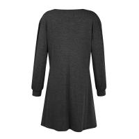 Vestido Casual Para Mujer De Color Sólido Con Botones Manga Larga Cuello Redondo A-Line Largo Hasta La Rodilla Fashion - details 13