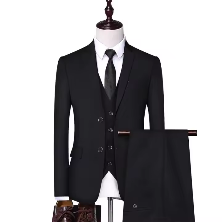 Traje Formal Para Hombre S-9XL Chaqueta + Chaleco + Pantalones Estilo Británico Casual Exterior Moda Boda Slim-fit Conjunto Completo - 1