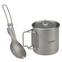 Set De Cocina Ultraligero Lixada 300ml/350ml/550ml/650ml Taza De Titanio Con Cuchara Plegable Para Acampar Senderismo Y Escalada - details 0